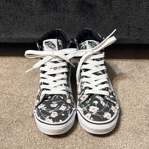 Vans Black Floral Sk8 Hi Sneakers Size 7
